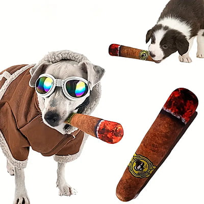 Cigar Pet Squeaky Plush Toy