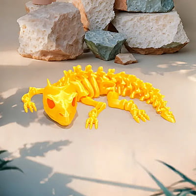 3D Printed Dragon Skull Figurine With Movable Joints