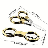 1pc Golden Precision Cutting Scissors with Folding Design 1pc Golden Precision Cutting Scissors with Folding Design