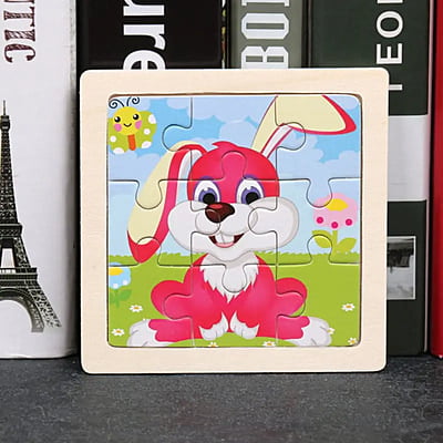 4.3*4.3IN 1pc Kids Cartoon Animal Wooden Puzzle